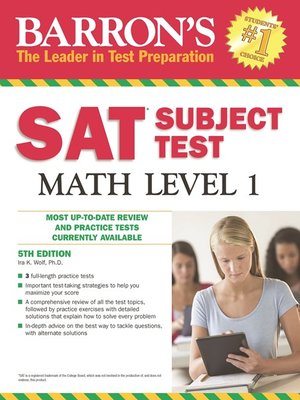 cover image of SAT Subject Test Math Level 1